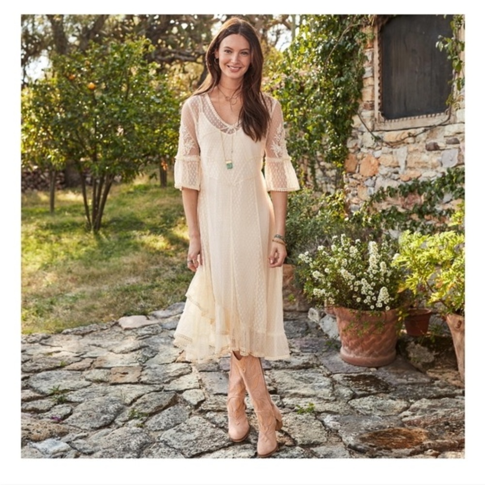 Anthropologie Sundance Vision In Lace Midi Dress + Slip